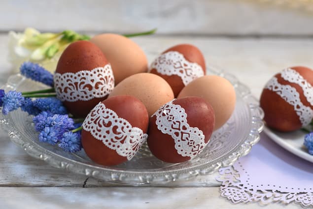 фото декорирование яиц кружевами