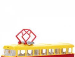 ⁣Городской трамвай красно-желтый, озвученный, 24 см