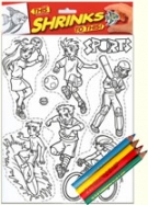 ⁣Уменьшалки "Спортсмены", коллекционный набор для творчества: 6 фигурок, 4 карандаша, булавки для значков