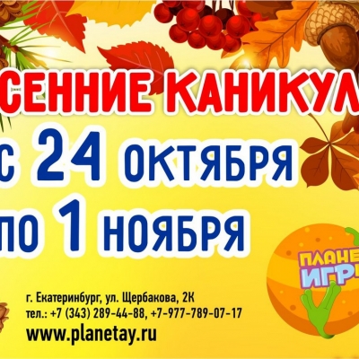 Детские каникулы с 26 октября по 04 ноября на Планете ИГРиК!